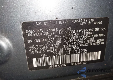 2011 Subaru Forester 2.5X Limited from USA, damaged, VIN JF2SHBEC0BH704205